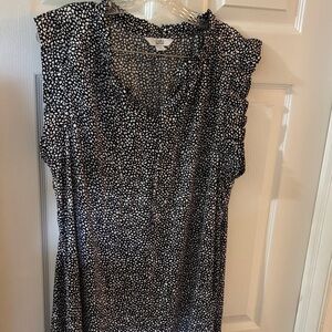 Women's Black and White Patterned Dress-Mid calf or Ankle